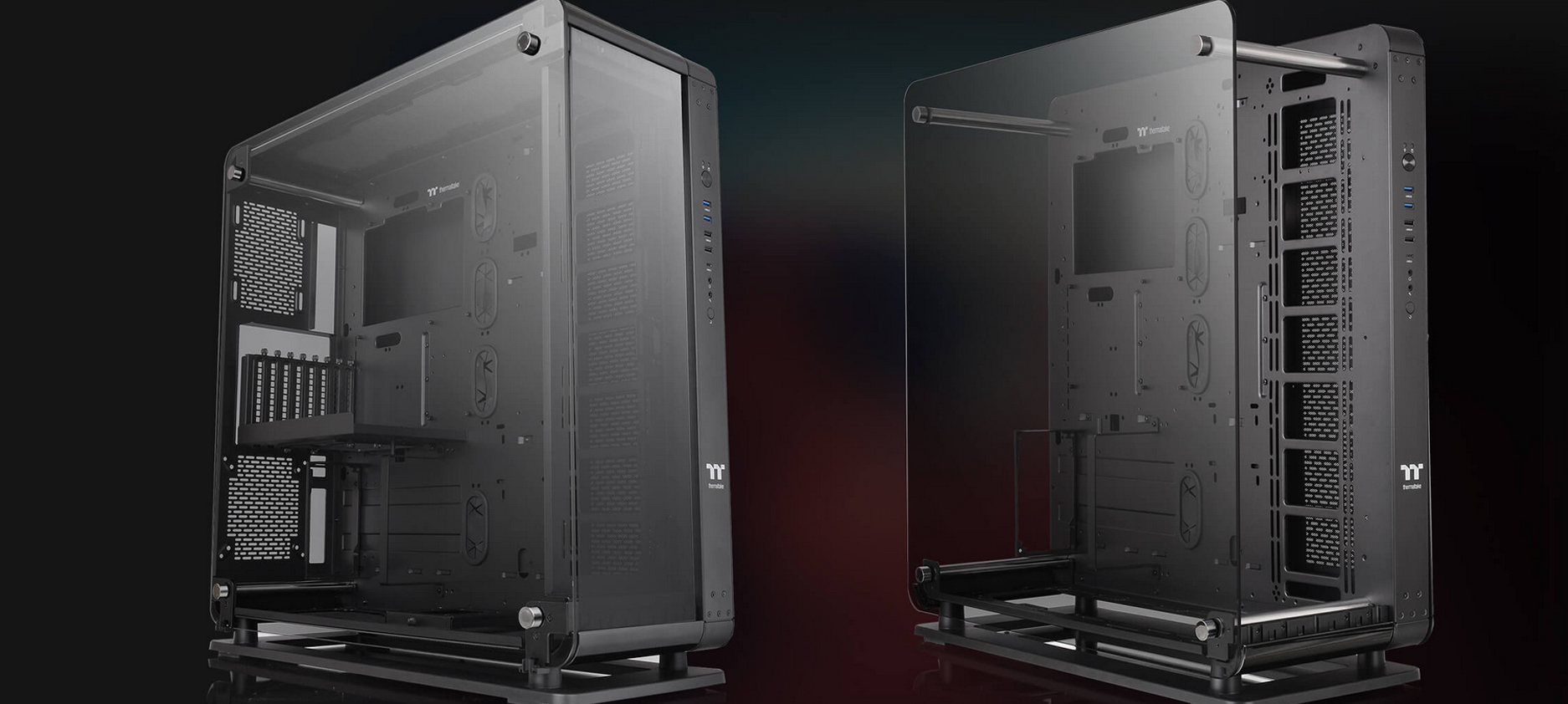 Case Thermaltake Core P8 Tempered Glass Full Tower Chassis (Full Tower / Màu Đen) - Mẫu vỏ case kích thước Full Tower có thể chuyển đổi giữa hai hình dáng là case đóng hoặc case mở đơn giản chỉ thông qua một vài thao tác.